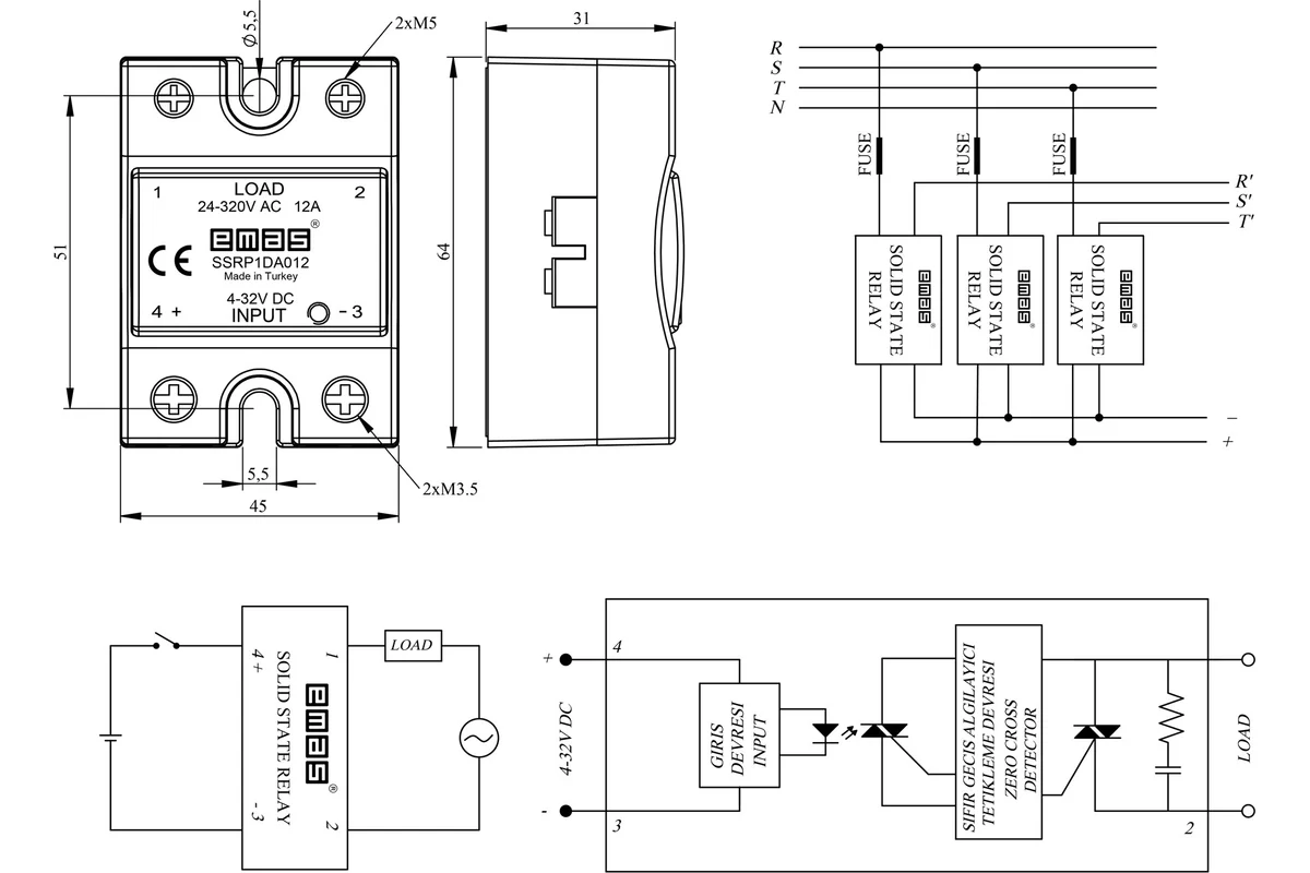 Твердотельное реле Emas SSRP1DA012
