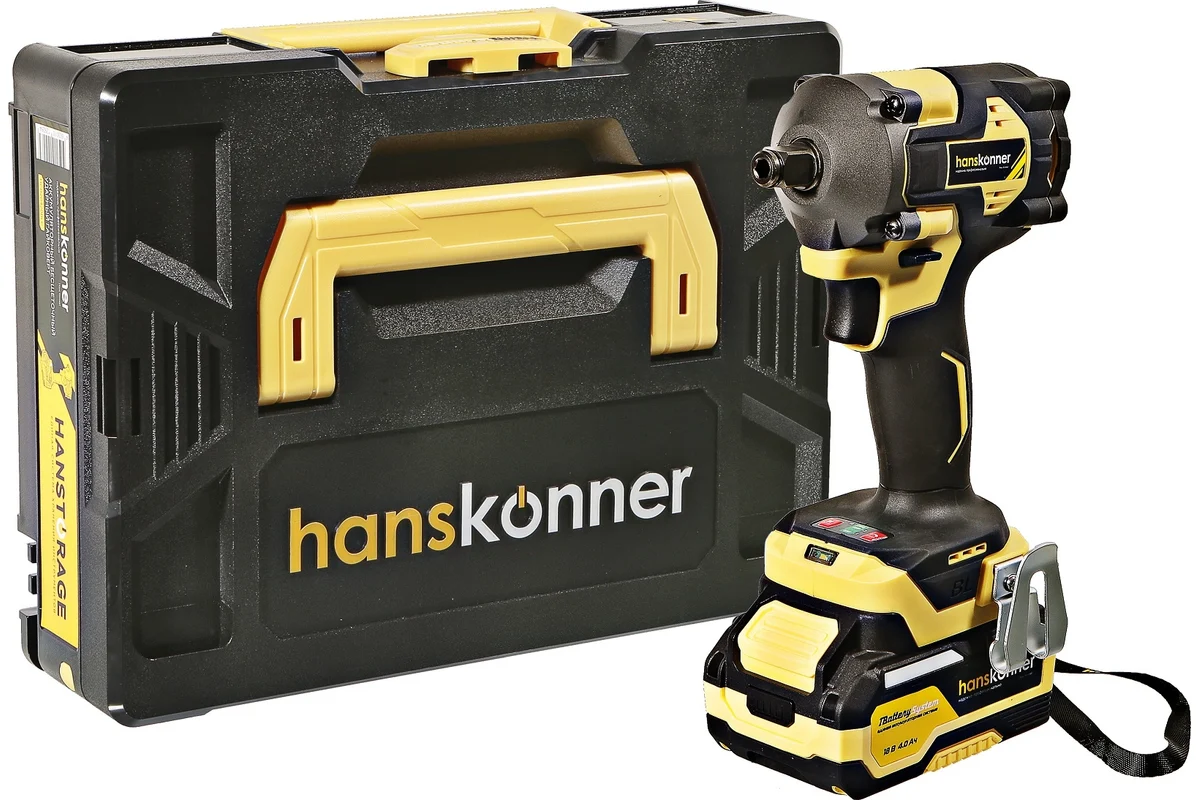 Аккумуляторный ударный гайковерт Hanskonner 1BatterySystem HCD20420BLC