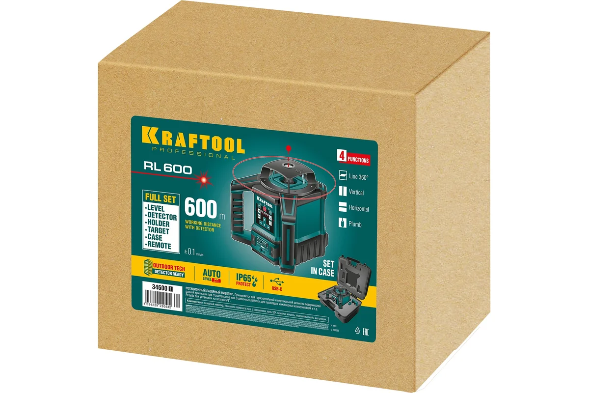 Ротационный лазерный нивелир KRAFTOOL RL600 34600_z01