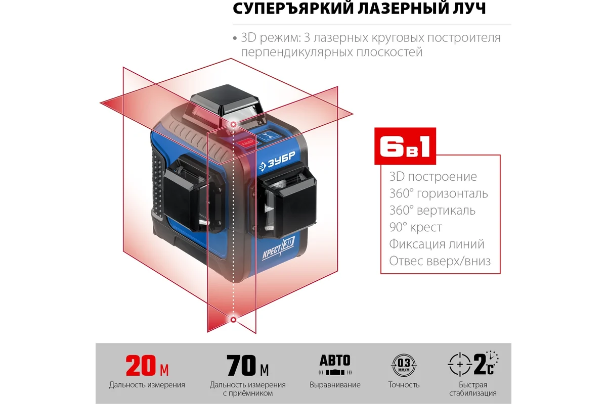 Лазерный нивелир ЗУБР КРЕСТ 3D 34908_z01