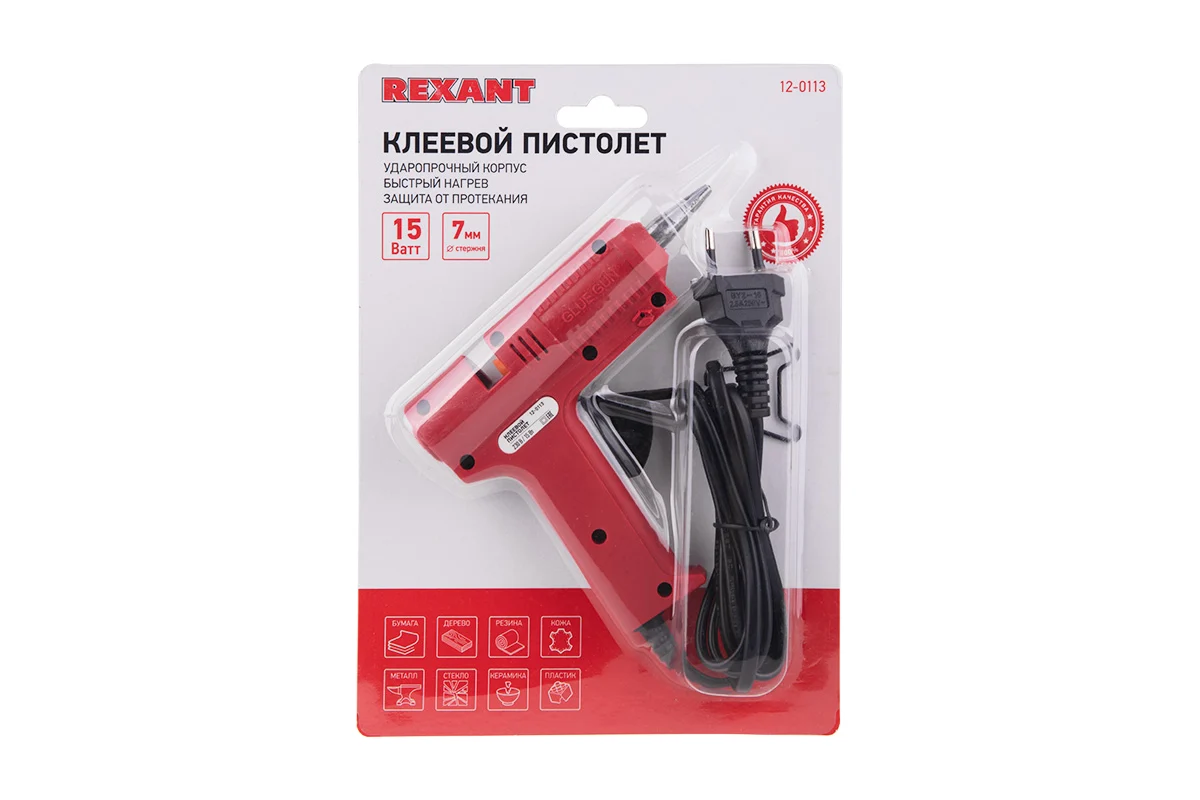 Клеевой пистолет Rexant 15 Вт 12-0113
