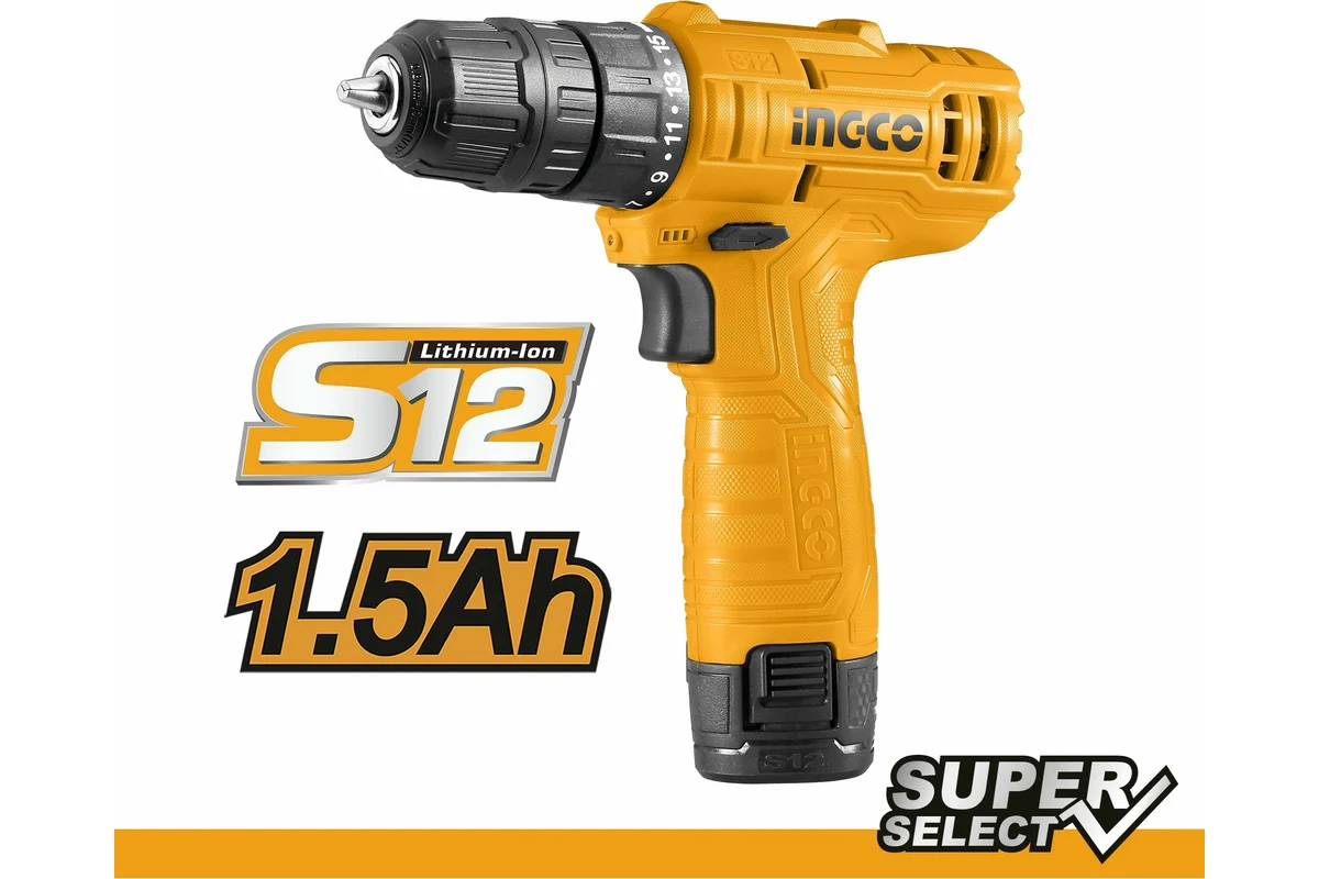 Аккумуляторная дрель-шуруповерт INGCO 12В CDLI12415
