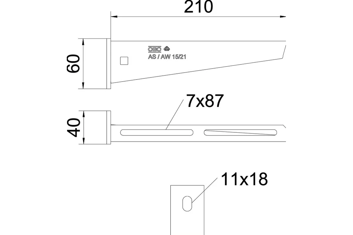 Кронштейн OBO Bettermann 210 мм 6421024