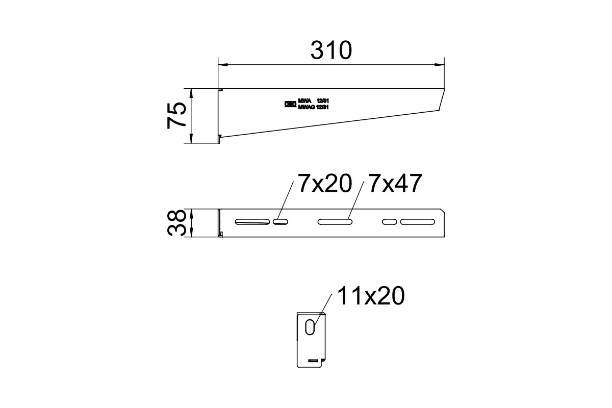 Оцинкованный кронштейн OBO Bettermann 310 мм 6424506