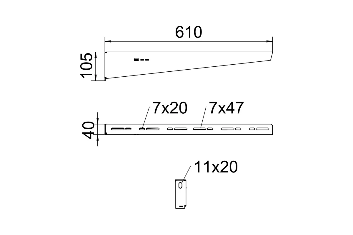 Оцинкованный кронштейн OBO Bettermann 610 мм 6424512