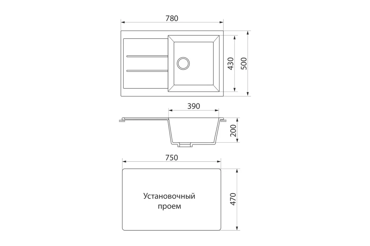 Кухонная мойка GreenStone антрацит GRS-25-343