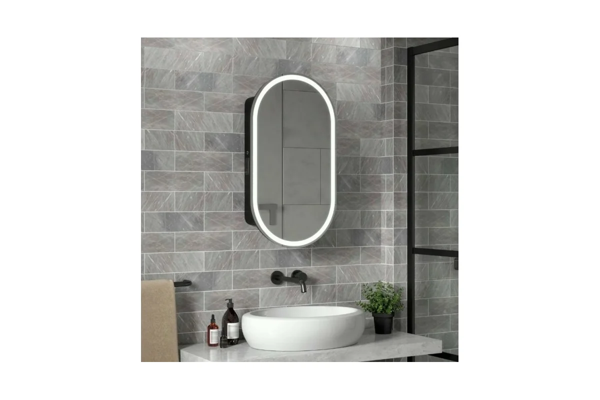 Зеркало-шкаф Reflection Black led 450x800 RF2003BL