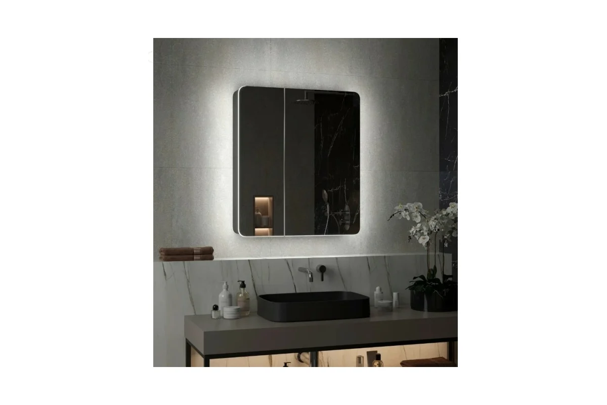 Зеркало-шкаф Reflection Black led 760x850 RF2002BL