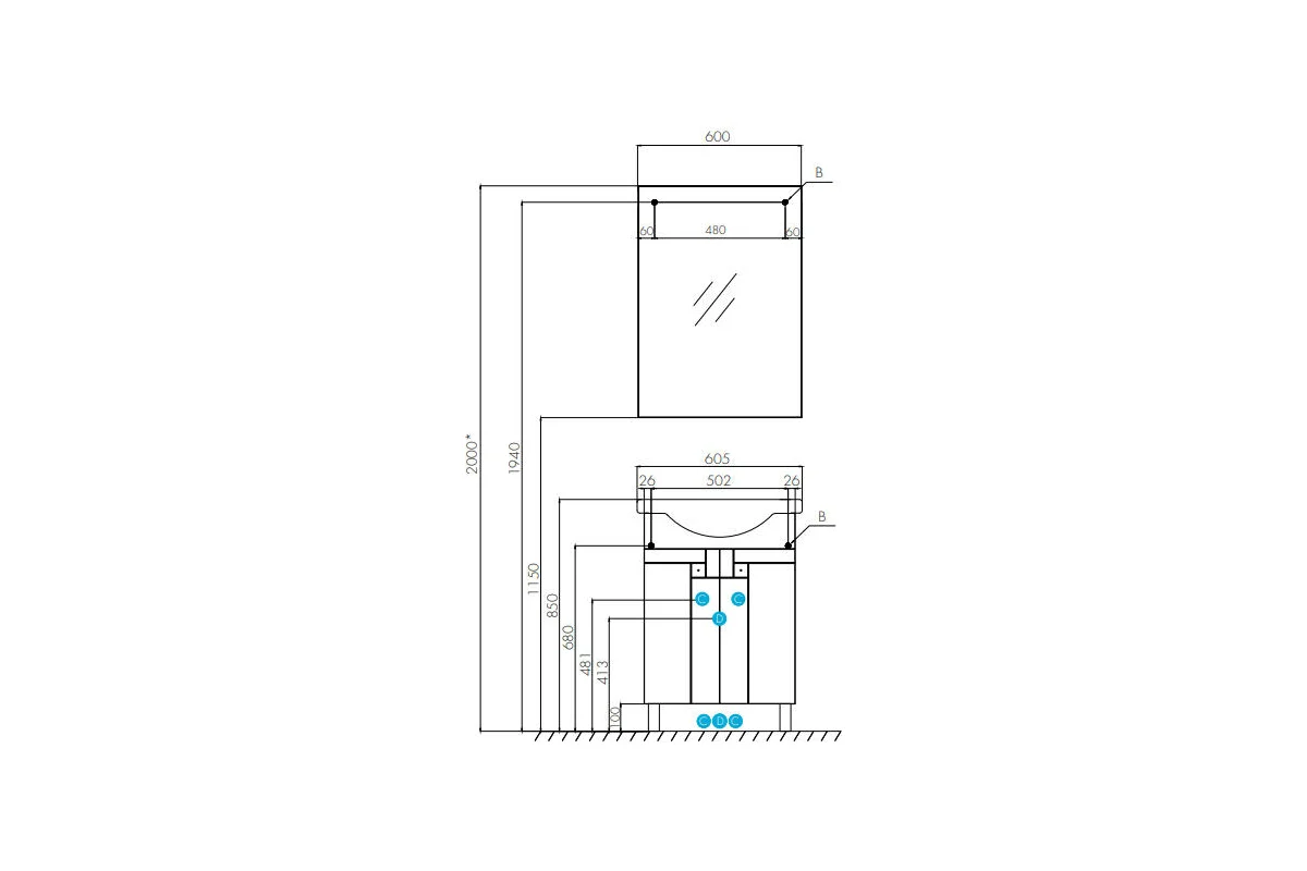 Зеркало AQUATON Фиджи 60 1A179502FG010