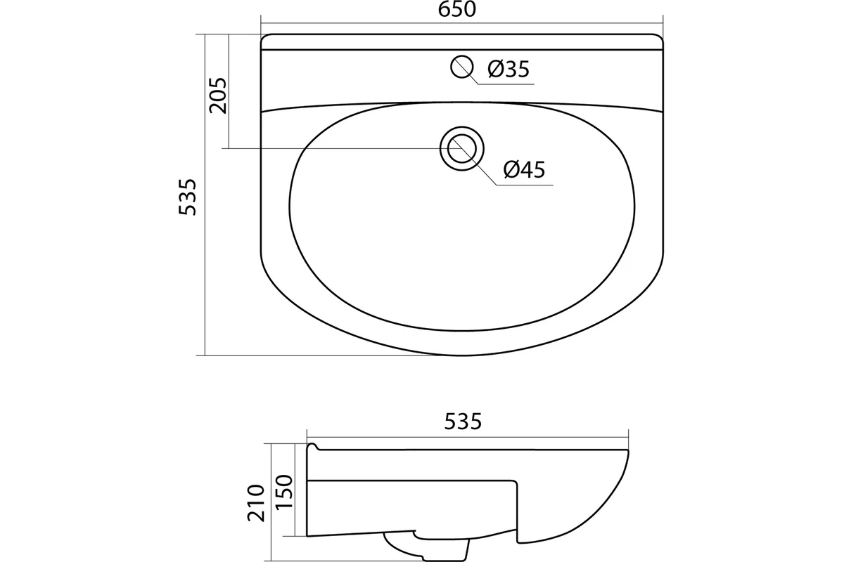 Умывальник Santek "Лидия-65" Х 00048803 1WH110207