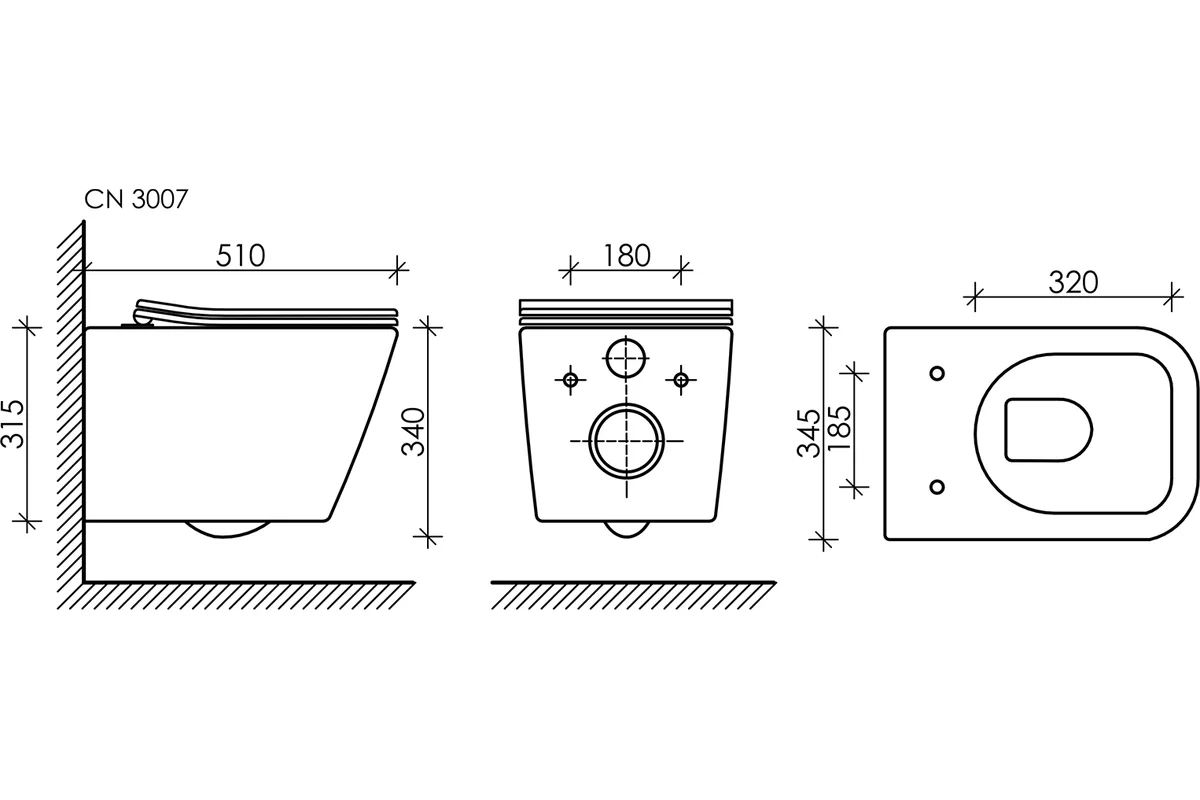 Подвесной унитаз Ceramicanova Metric Rimless CN3007MB