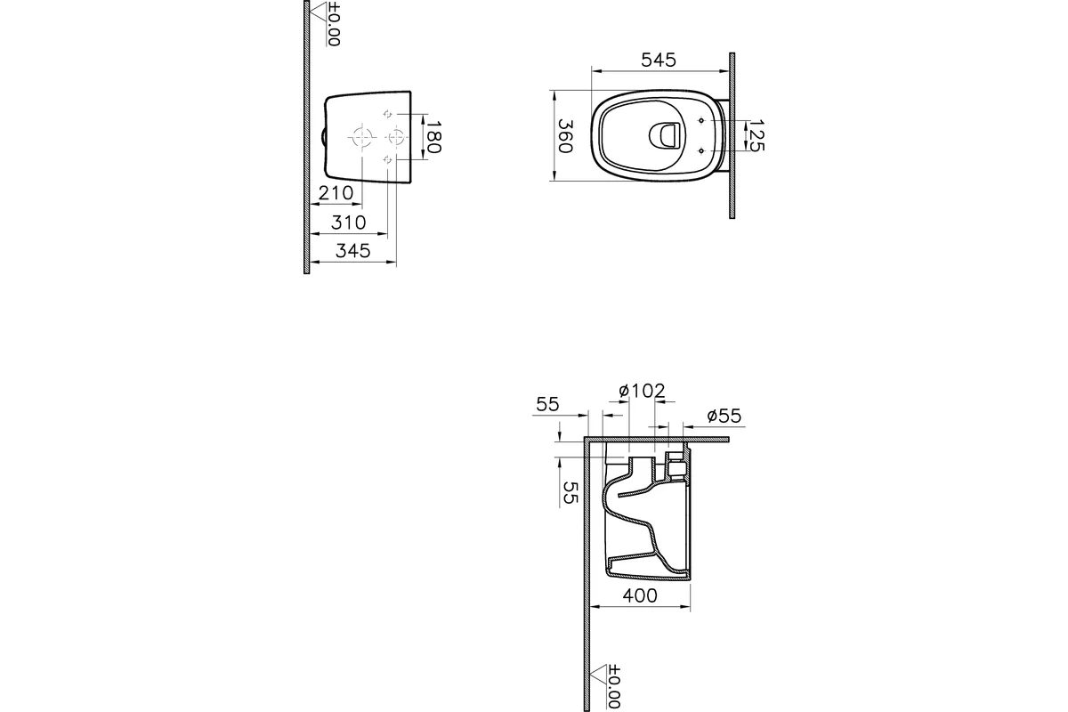 Подвесной унитаз VitrA PlurAl белый 7830B403-0075