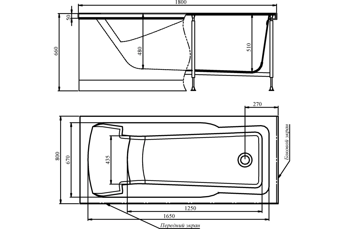 Акриловая ванна TIMO HELLA 1800х800х630 HELLA1880