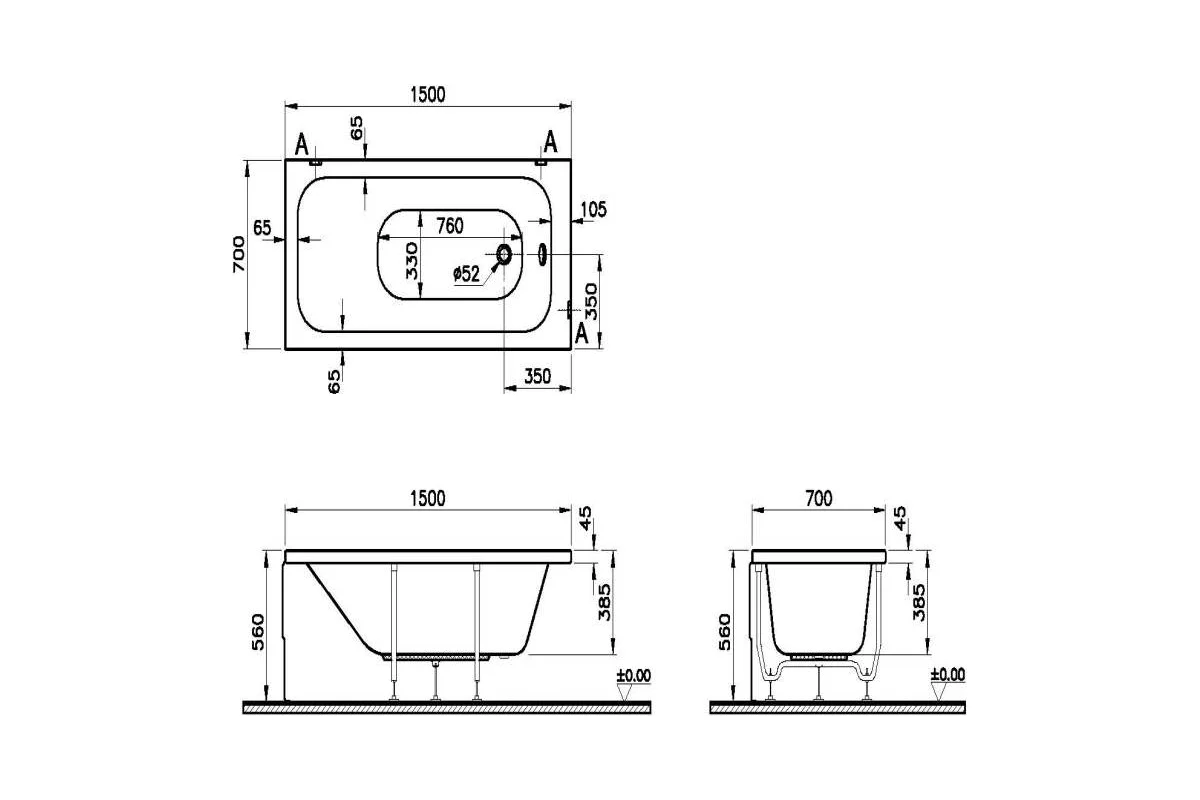 Ванна Vitra Optimum Neo 150x70 см 64560001000