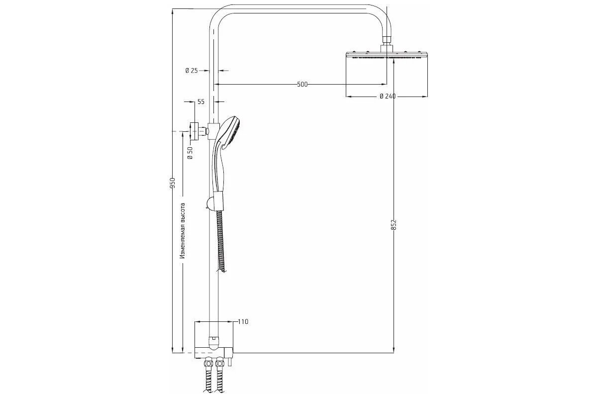 Душевая система ESKO, хром, ST950