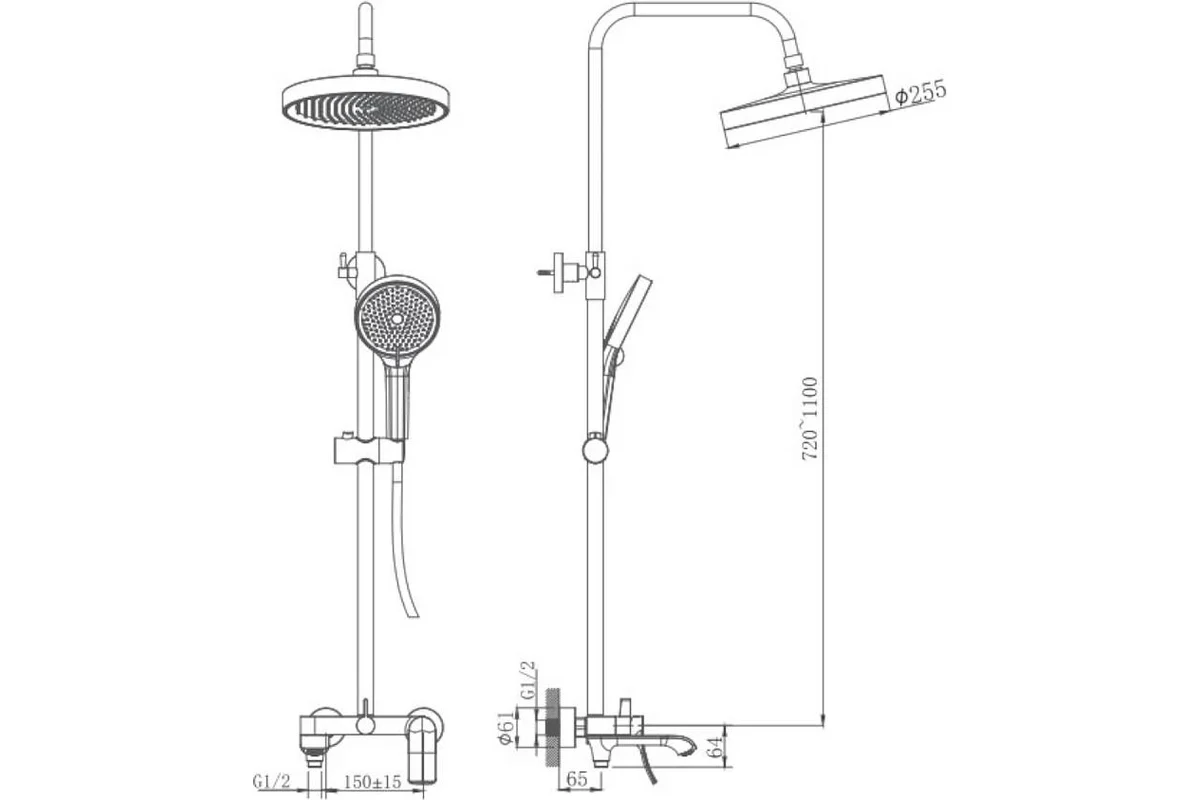Душевая система HAIBA белый HB24553-8