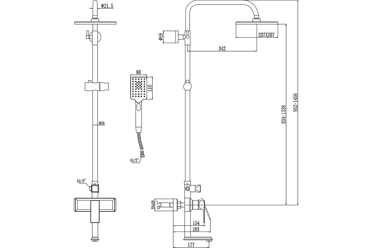 Душевая стойка Savol хром S-600108T 23222