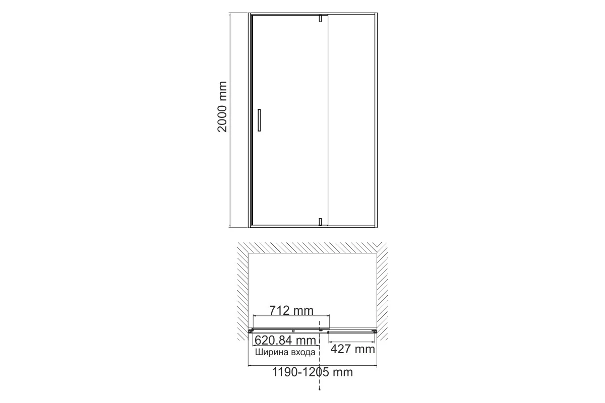 Душевая дверь WasserKRAFT Elbe 120х200, универсальная 74P05
