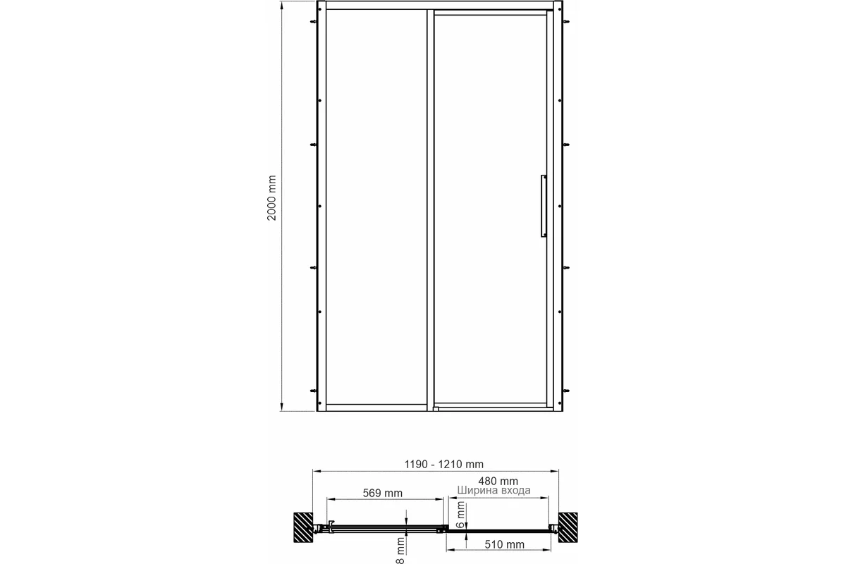 Душевая дверь WasserKraft Лопау (Lopau) 32S05L
