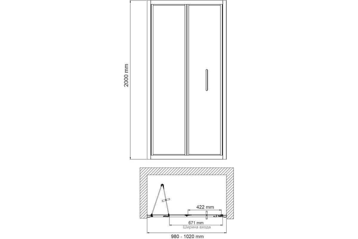 Душевая дверь WasserKraft Везер (Weser) 78F12