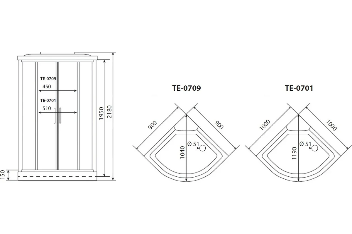 Душевая кабина Timo eco 100100215 TE-0701P