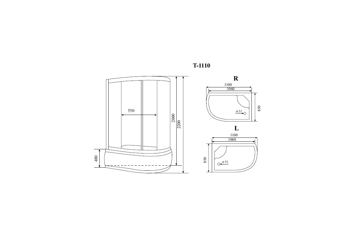 Душевая кабина TIMO Standart 110х85х220 T-1110L