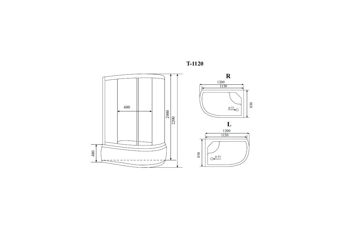 Душевая кабина TIMO Standart 120х85х220 T-1120PL