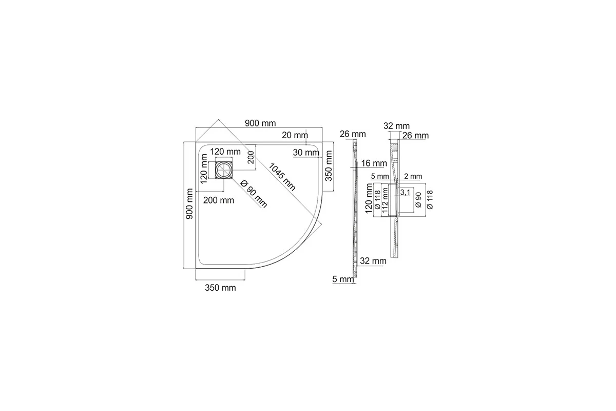 Душевой поддон WasserKraft Leine 35T01