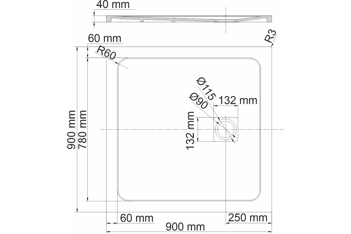 Душевой поддон WasserKraft Rhin 44T03