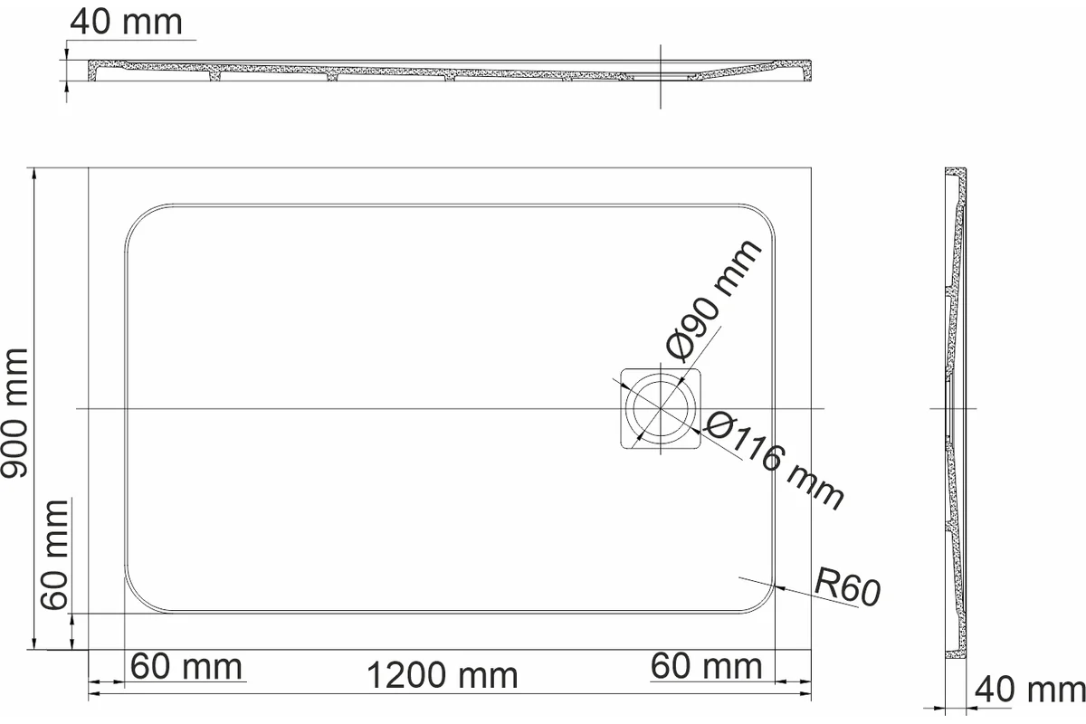 Душевой поддон WasserKraft Rhin 44T07