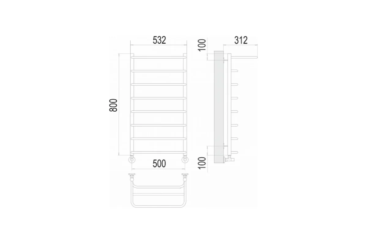 Полотенцесушитель водяной Полка П8 500x800 Terminus 4670078530295