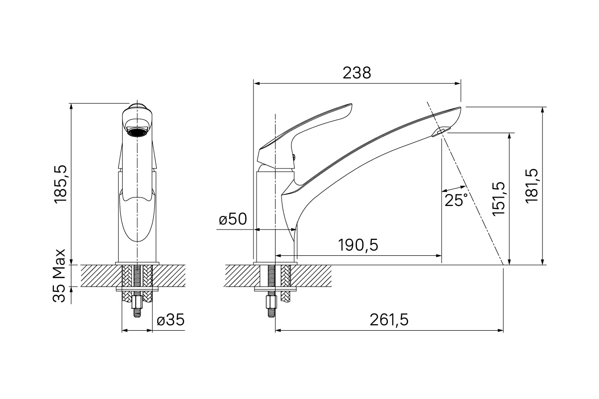 Смеситель для кухни IDDIS, Kitchen Line, K10SB00i05