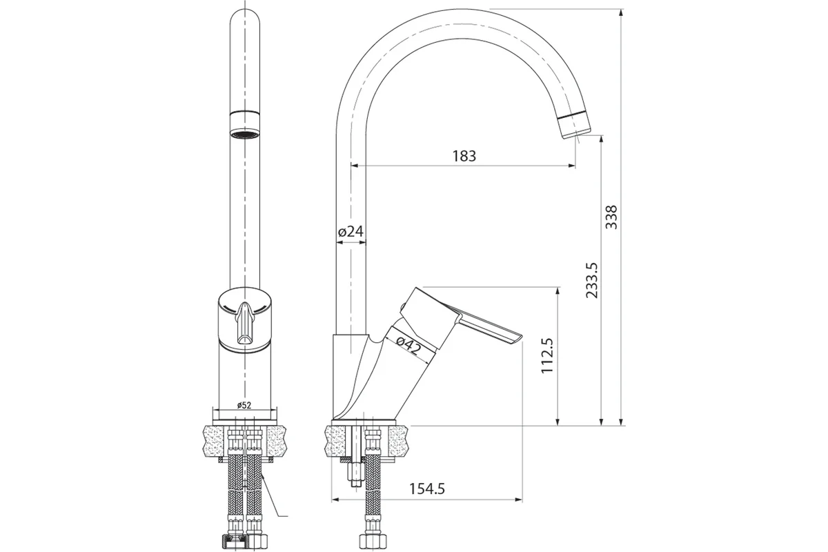 Смеситель для кухни IDDIS, Kitchen Line, K11SB0Ji05