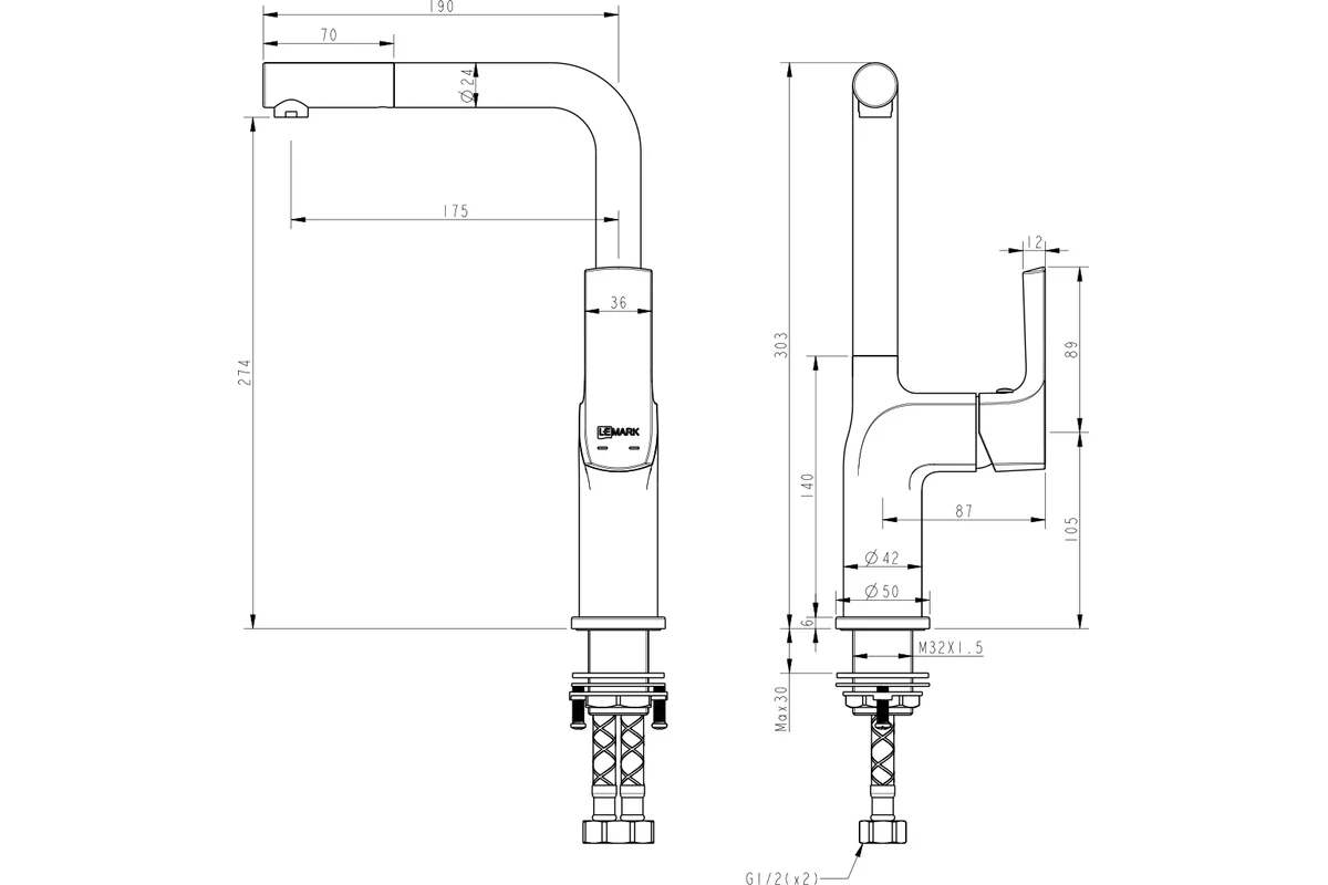 Смеситель для кухни Lemark Ursus LM7205BL