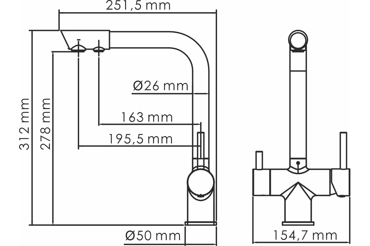Смеситель для кухни WasserKRAFT под фильтр A8357