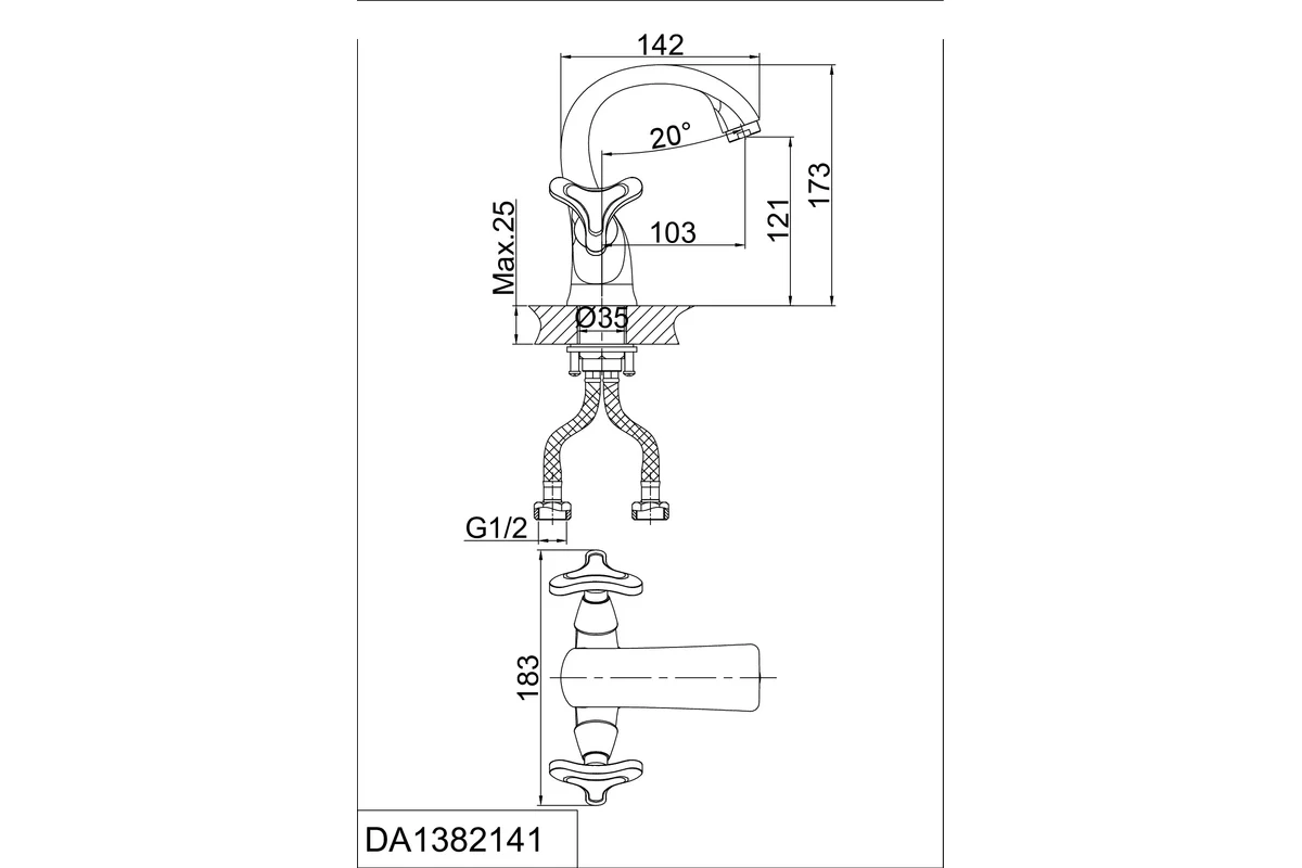 Смеситель для раковины D&K DA1382141