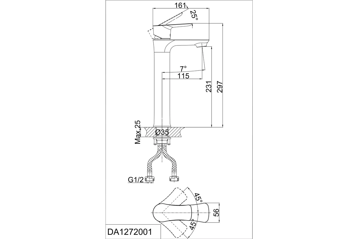 Смеситель для раковины D&K высокий DA1272001
