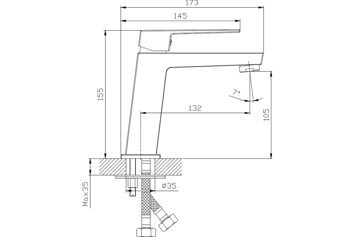 Смеситель для умывальника RUSH Thira TR3635-12Grey