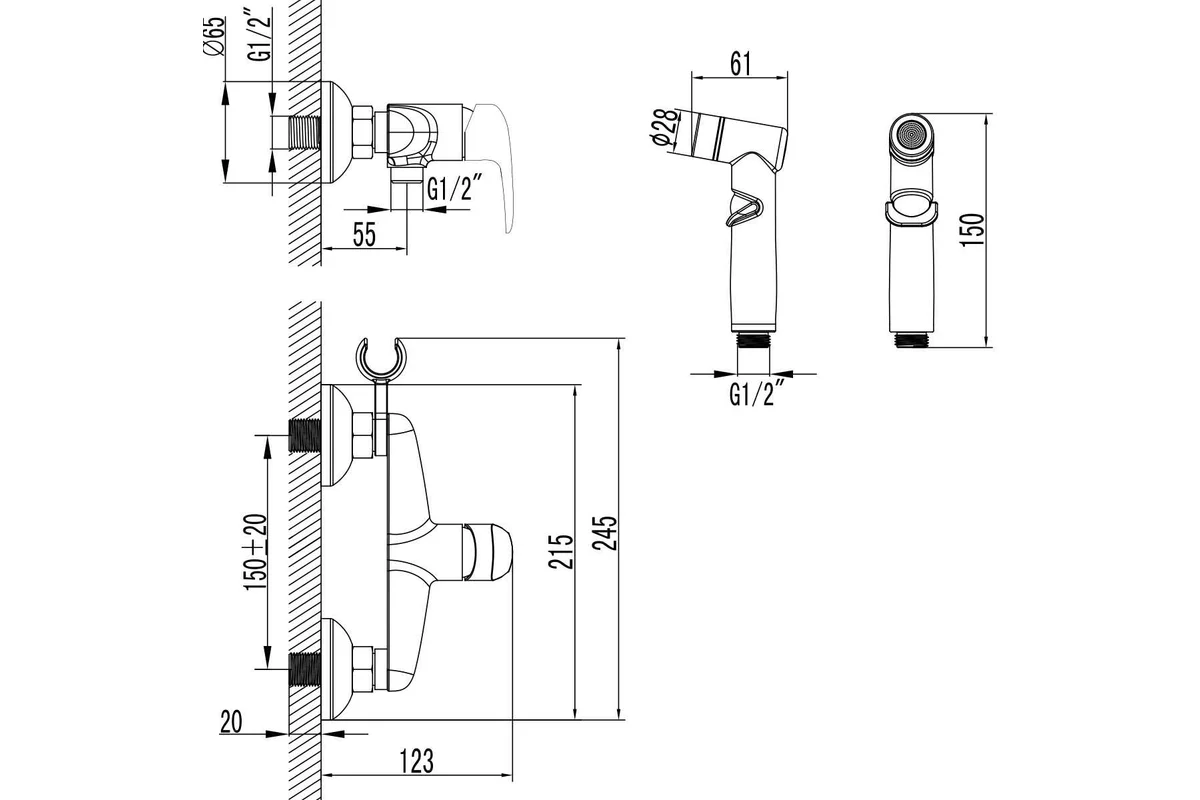 Смеситель с гигиеническим душем Lemark Pramen LM3318BL