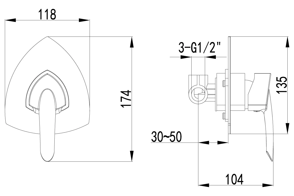 Смеситель Lemark Mars для душа, встраиваемый LM3523C