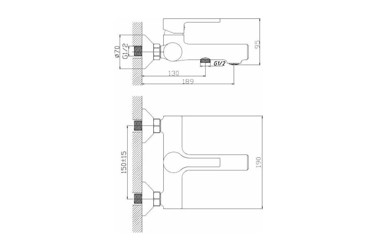 Смеситель для ванны Haiba черный HB60652-7
