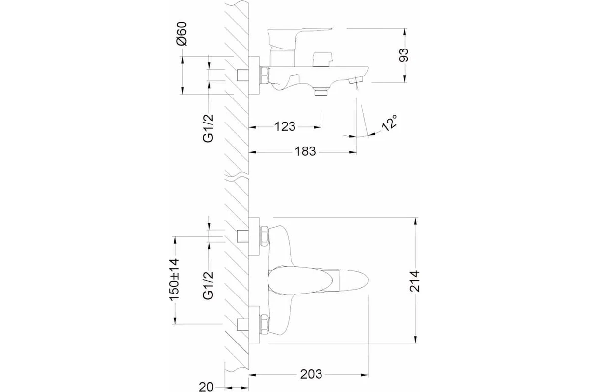 Смеситель для ванны Lemark Nero LM0214C