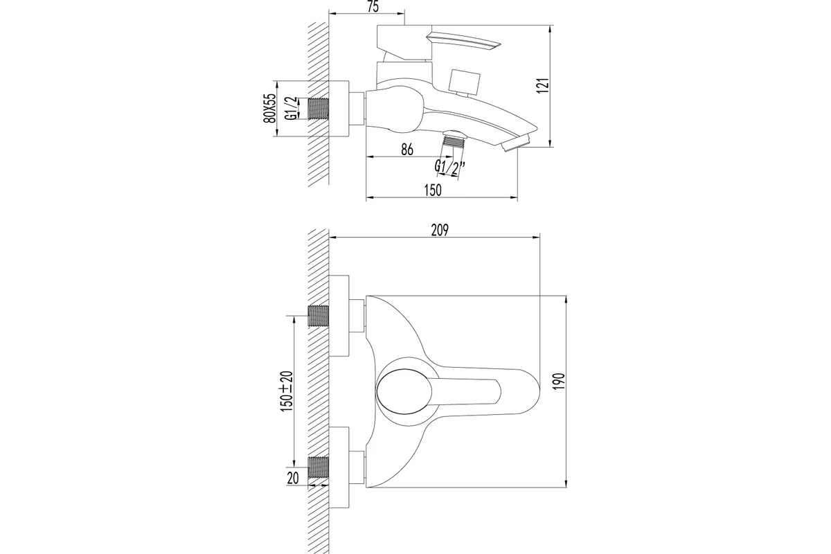 Смеситель Lemark Atlantiss для ванны LM3202C
