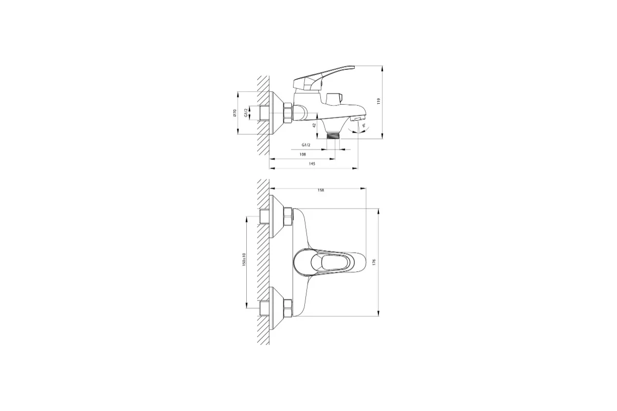 Смеситель для ванны Rossinka B35-30