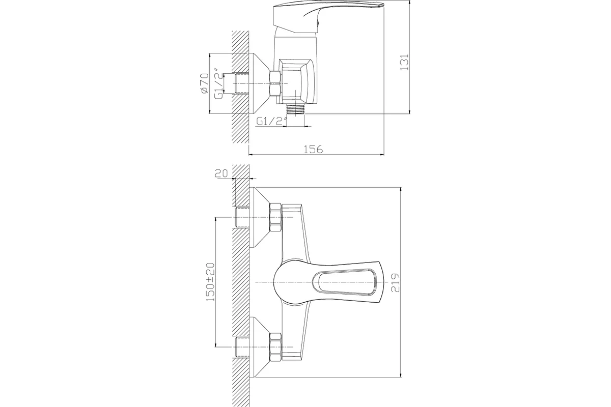 Смеситель Rossinka для душа T40-41