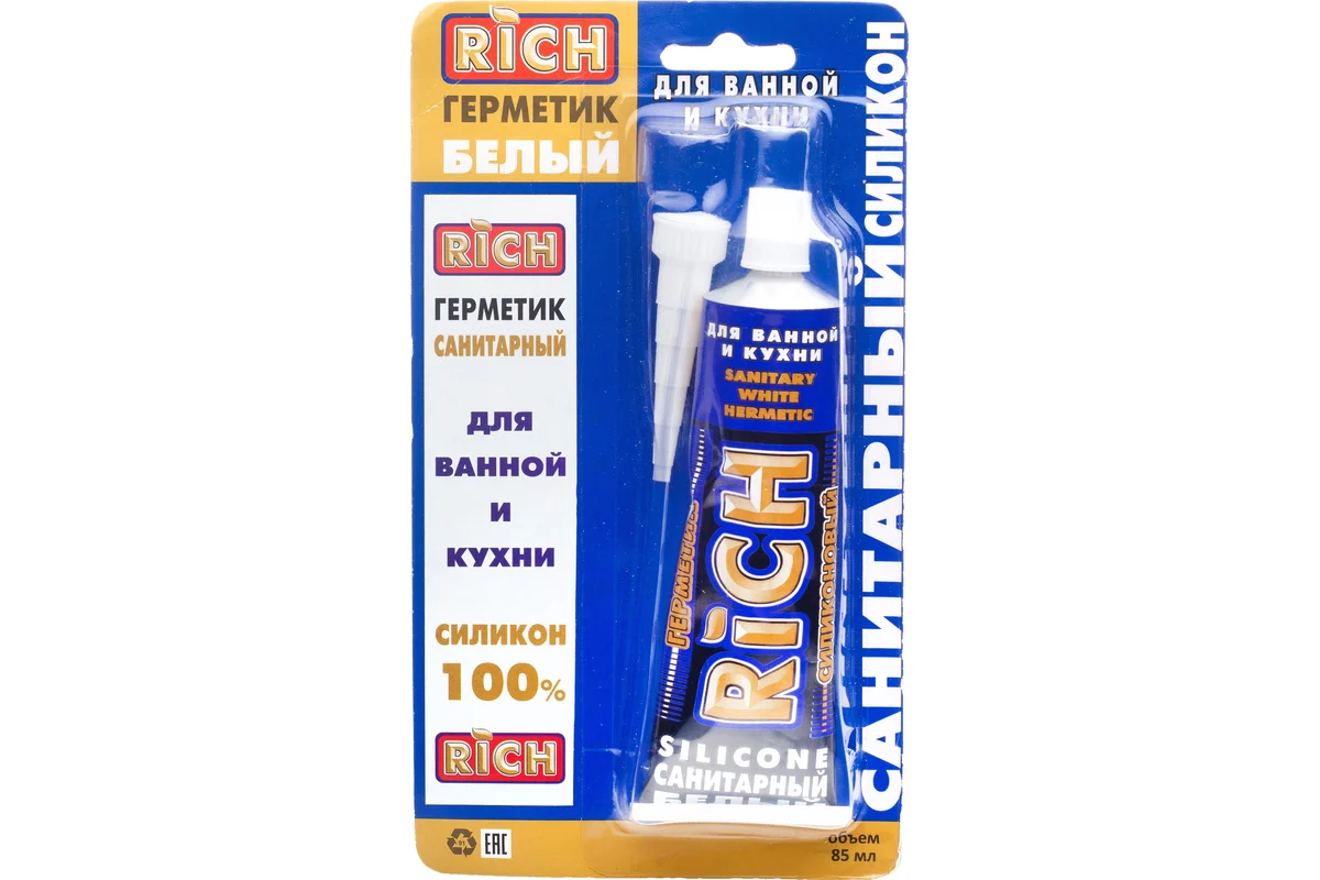 Санитарный силикон RICH белый тюбик 113982