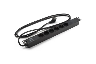 Блок розеток Hyperline для 19-дюймового шкафа 6 Schuko 397026