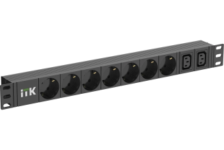 Розеточный блок IEK ITK PDU 7 розеток + 2 C13 1U кабель 2 м C14 PH22-7D2C132-P