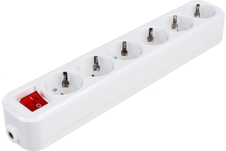 Переносная разборная розетка с выключателем IEK К06В, 6 мест, CLASSIC KYP11-16-06-00-ZK