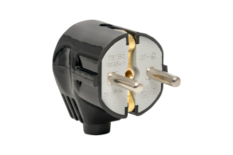 Угловая усиленная вилка EKF с заземлением черная 16А 250В Proxima AVY16-30-r